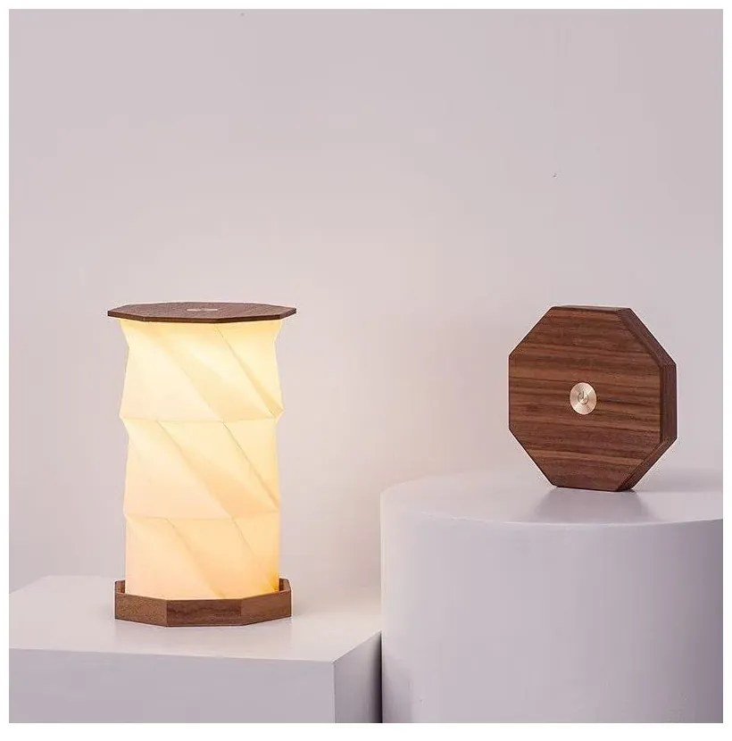 Lampa stołowa LED w ciemnym naturalnym kolorze (wysokość 18 cm) Twist Hexagon – Gingko