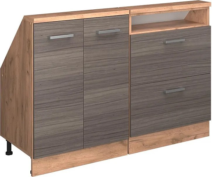 Zestaw szafek na dach skośny szlachetny szary/złoty dąb 120x46x81.6 rion