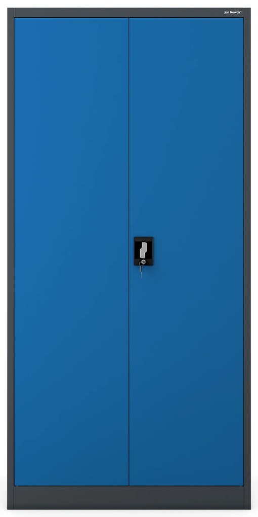 Szafa metalowa wielofunkcyjna z drążkiem antracytowo-niebieska, 900x1850x450 mm: DAWID