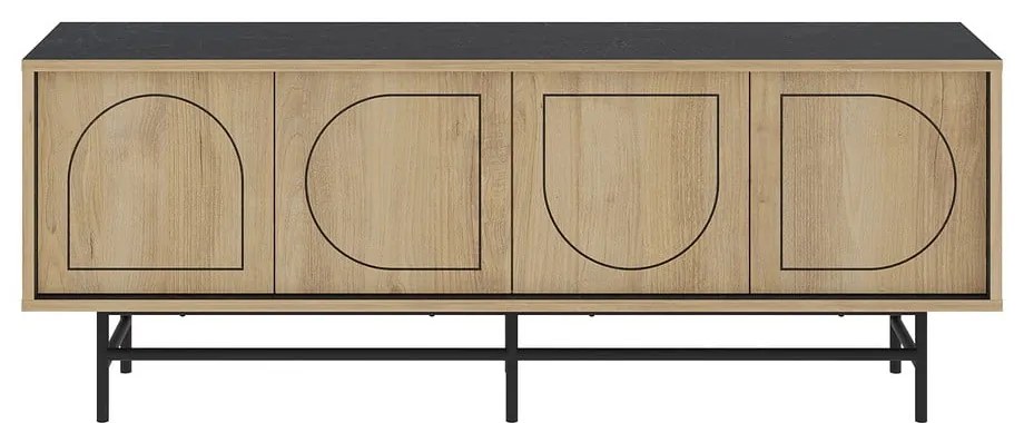 Czarna szafka pod TV w dekorze dębu 149,5x56,5 cm Giana – Marckeric