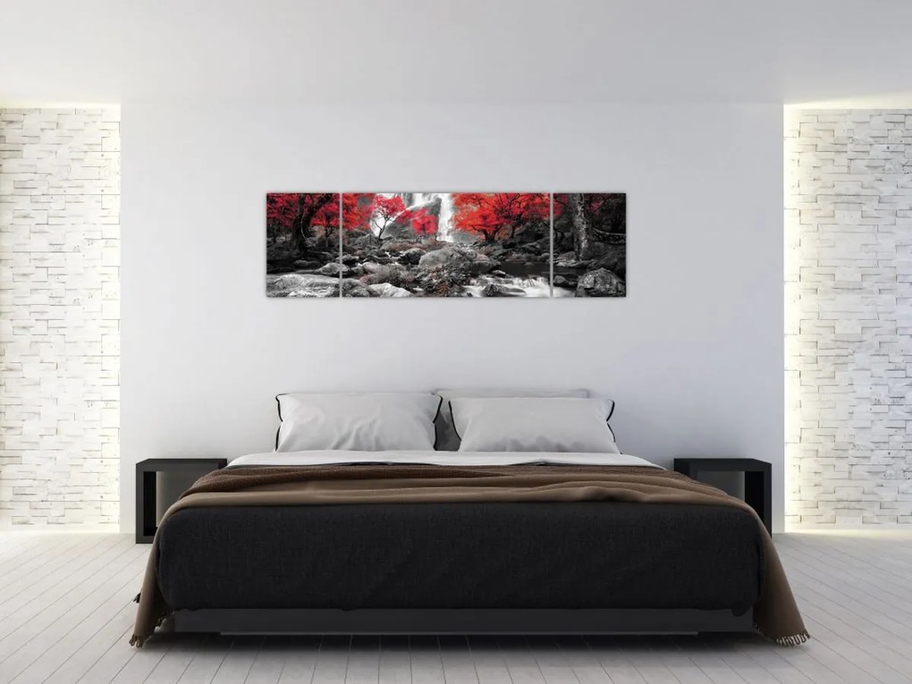 Obraz - Wodospady w jesiennym krajobrazie (170x50 cm)