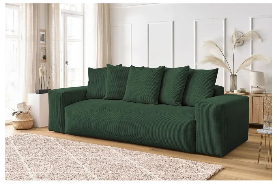 Zielona sztruksowa sofa 280 cm Voltaire – Bobochic Paris