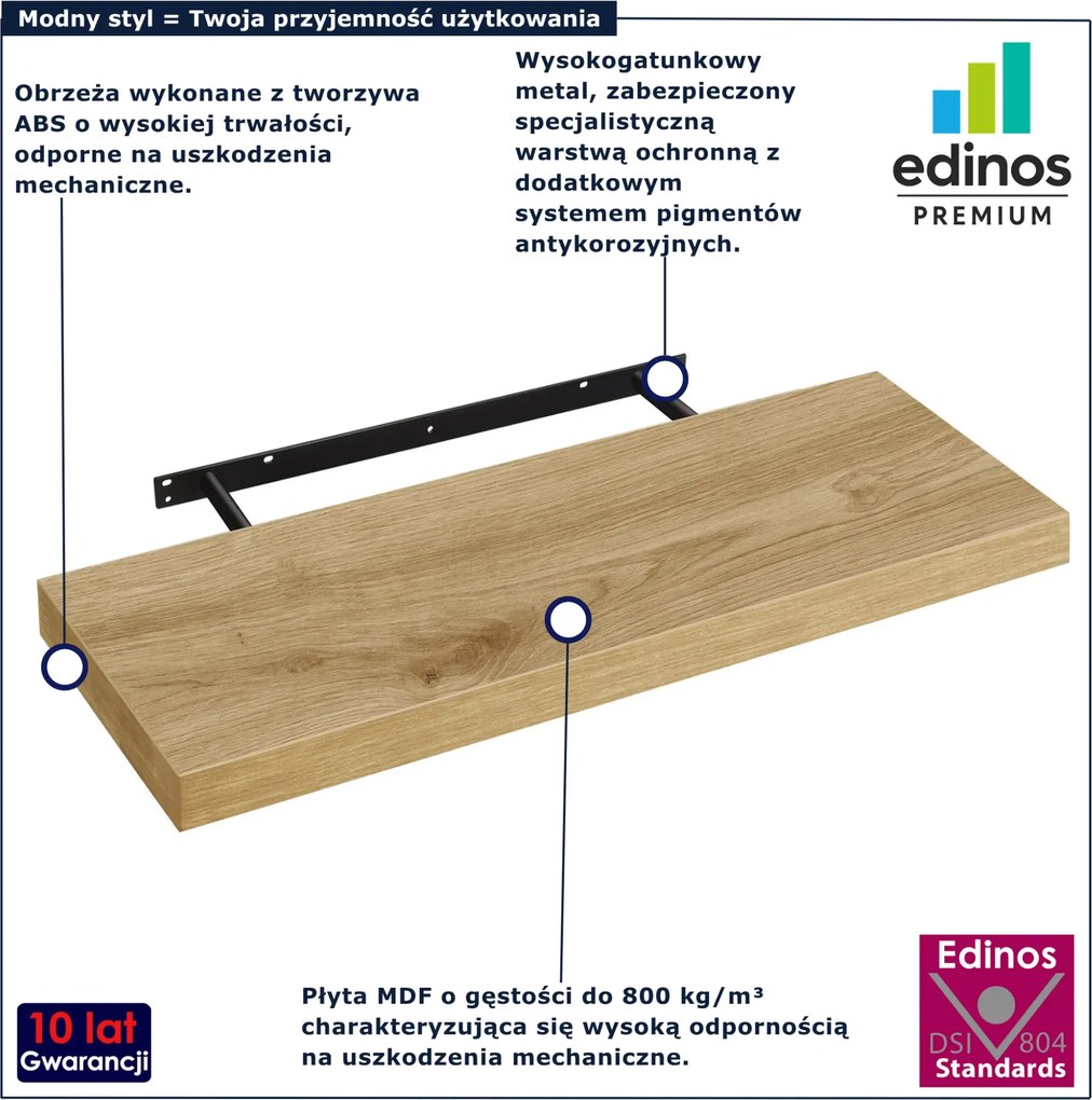 Samowisząca półka 60 cm dąb artisan C6-N74