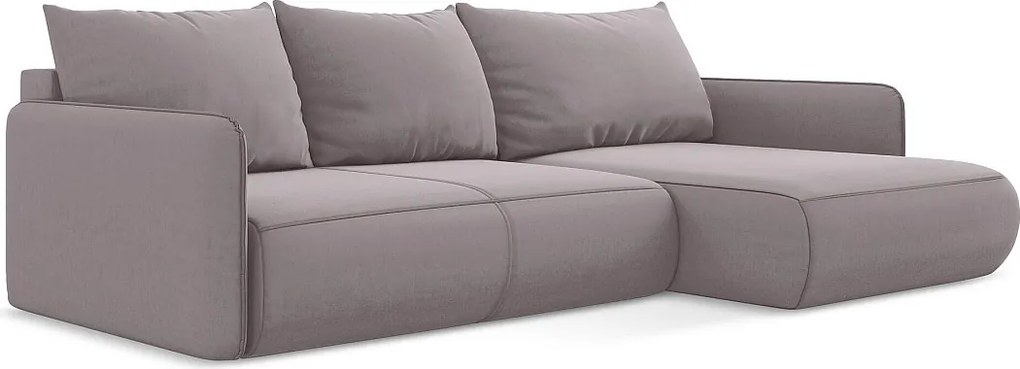 Narożnik prawostronny z funkcją spania - z tkaniny welwetowej - lawendowy - NANEA