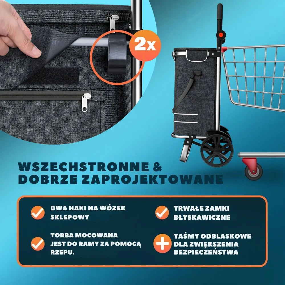 Torba na zakupy na kółkach EASY, 50l, czarna Jurhan