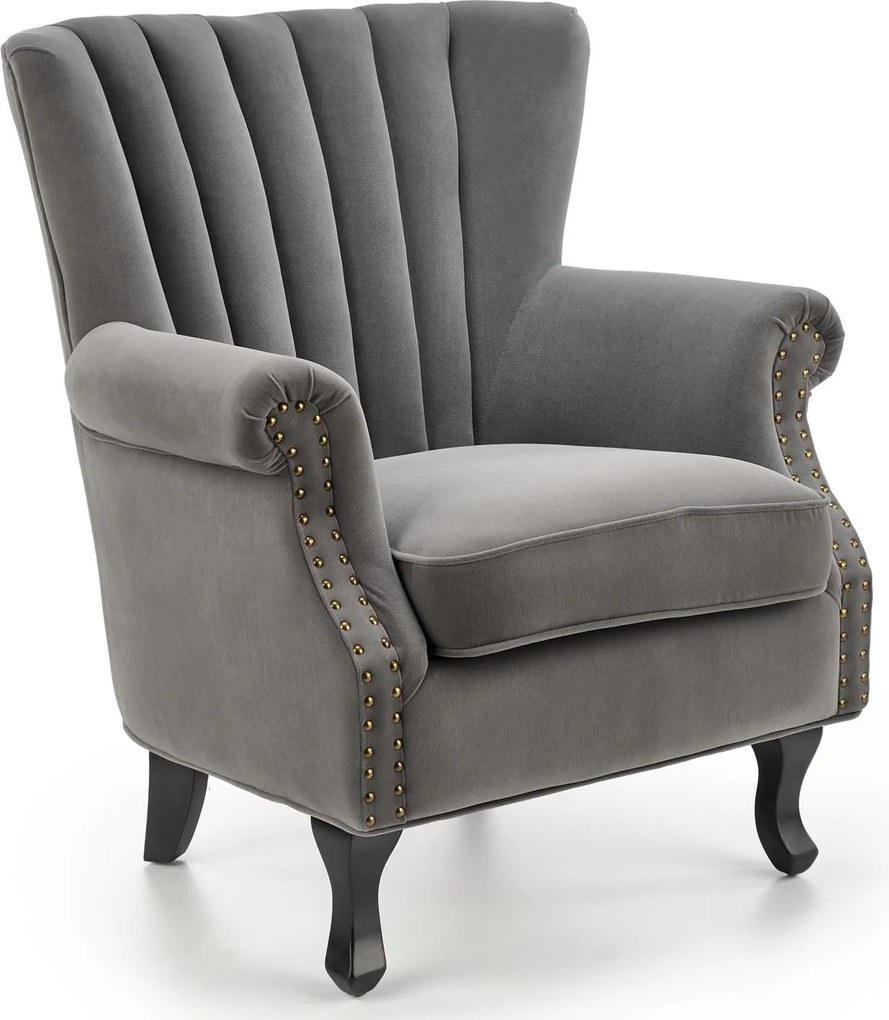 Welurowy fotel wypoczynkowy z pinezkami Titan