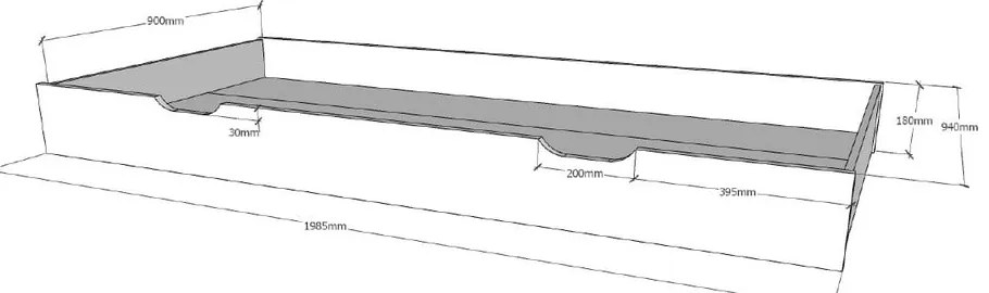 Biała szuflada pod łóżko dziecięce 90x200 cm Dallas – Vipack