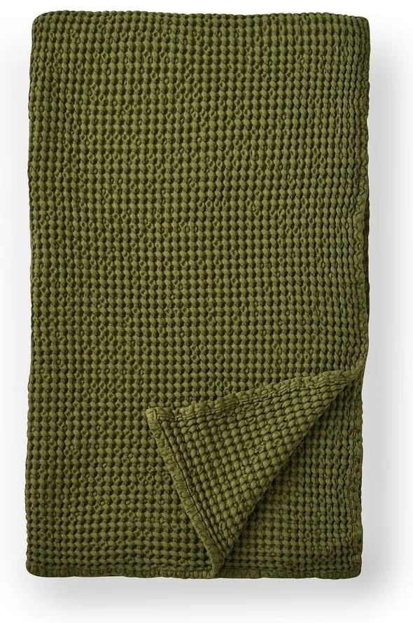 Zielony bawełniany koc 150x200 cm Jaipur Chunky Waffle – Pineapple Elephant