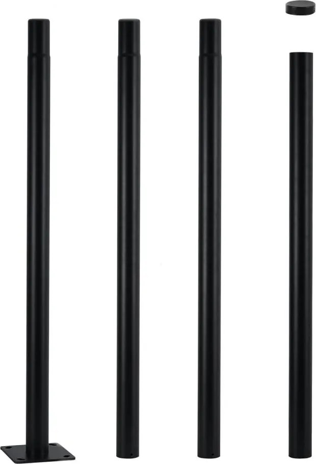 Brilagi - Metalowy słup oświetlenia zewnętrznego 4 m, Ø 58 mm, czarny