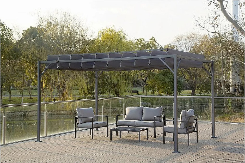 Pergola bioclimatique en tissu "Lodge" 3 x 4 m - antracytowa