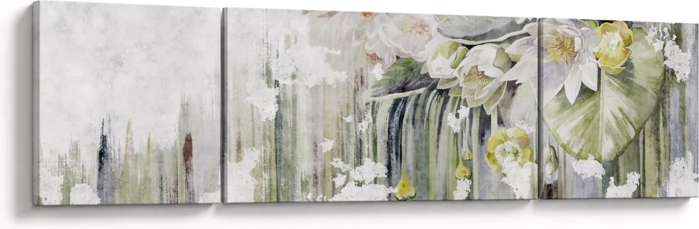 Obraz - Białe kwiaty, vintage (170x50 cm)