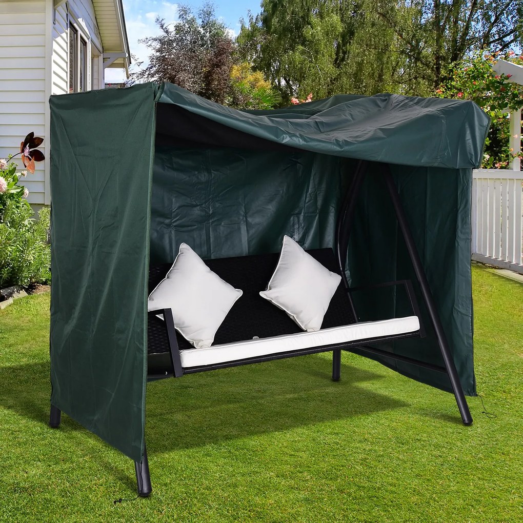 Outsunny Pokrowiec na Huśtawkę Ogrodową Zielony Wodoodporny Ochrona UV Tkanina Oxford 177x114x152cm | Aosom PL