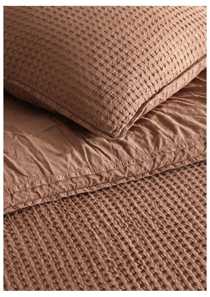 Brązowa pościel dwuosobowa z bawełny renforcé 240x220 cm Waffle Striped – Mila Home Luxury