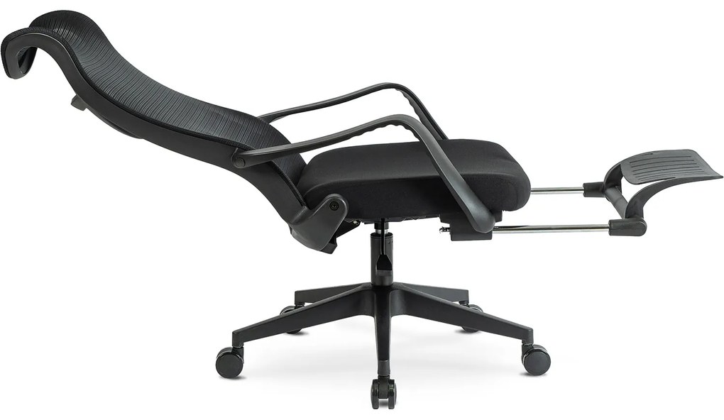 Fotel Biurowy Ergonomiczny Obrotowy z Podnóżkiem ACTON Czarny