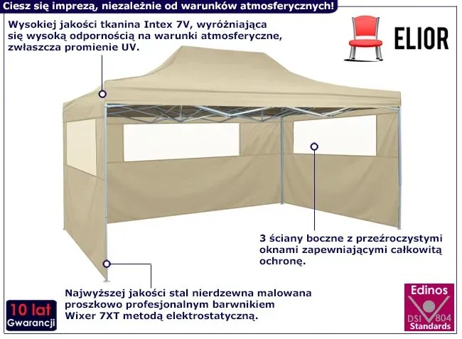 Beżowe zadaszenie ogrodowe z oknami - Vorlin