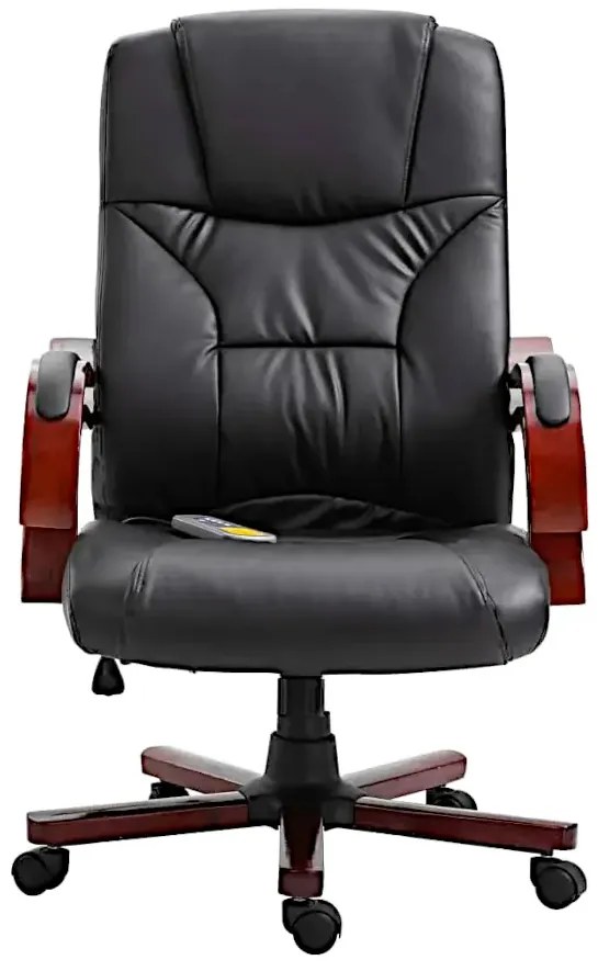 Czarne krzesło biurowe z ekoskóry - Pylios