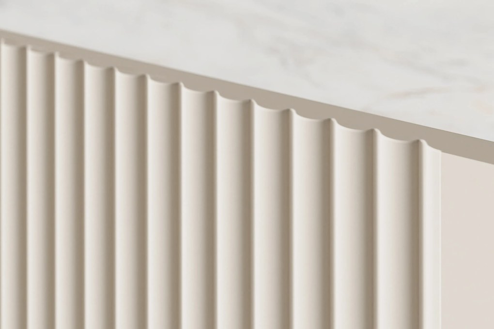 Komoda Malmi 200 cm czterodrzwiowa - kaszmir / crema bianca / złote nóżki