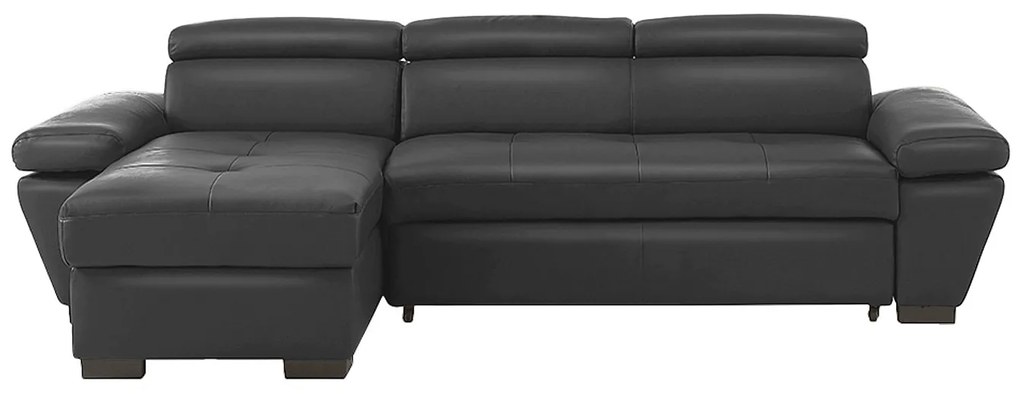 Kanapa narożna rozkładana ze skóry JONOVA - Antracytowy - Narożnik lewostronny