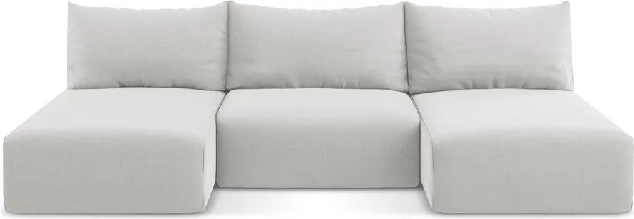 Jasnoszary aksamitny rozkładany/ze schowkiem narożnik (w kształcie litery U) Kalena – Makamii