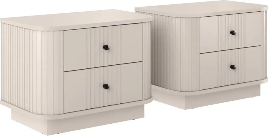 Zestaw szafek nocnych Vesper 56 cm na cokole - kaszmir / czarne uchwyty