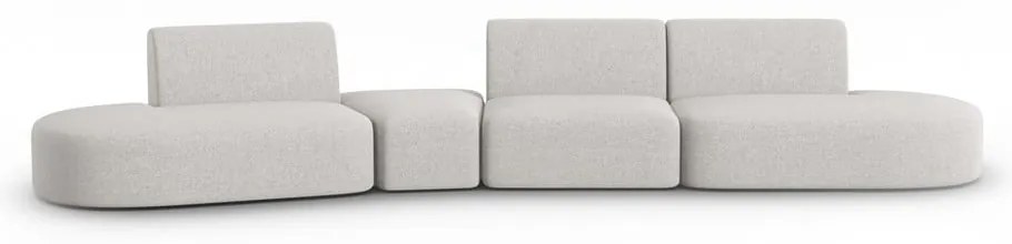 Jasnoszara sofa z tkaniny szenilowej lewostronna 428 cm Paolo – Milo Casa