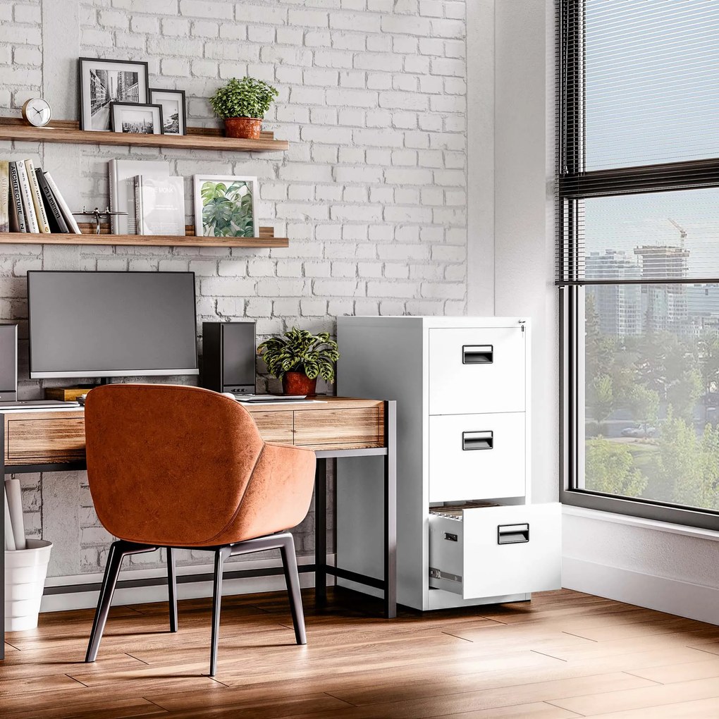 Szafa kartotekowa metalowa z 3 szufladami biała, 460x1020x620 mm: SARA