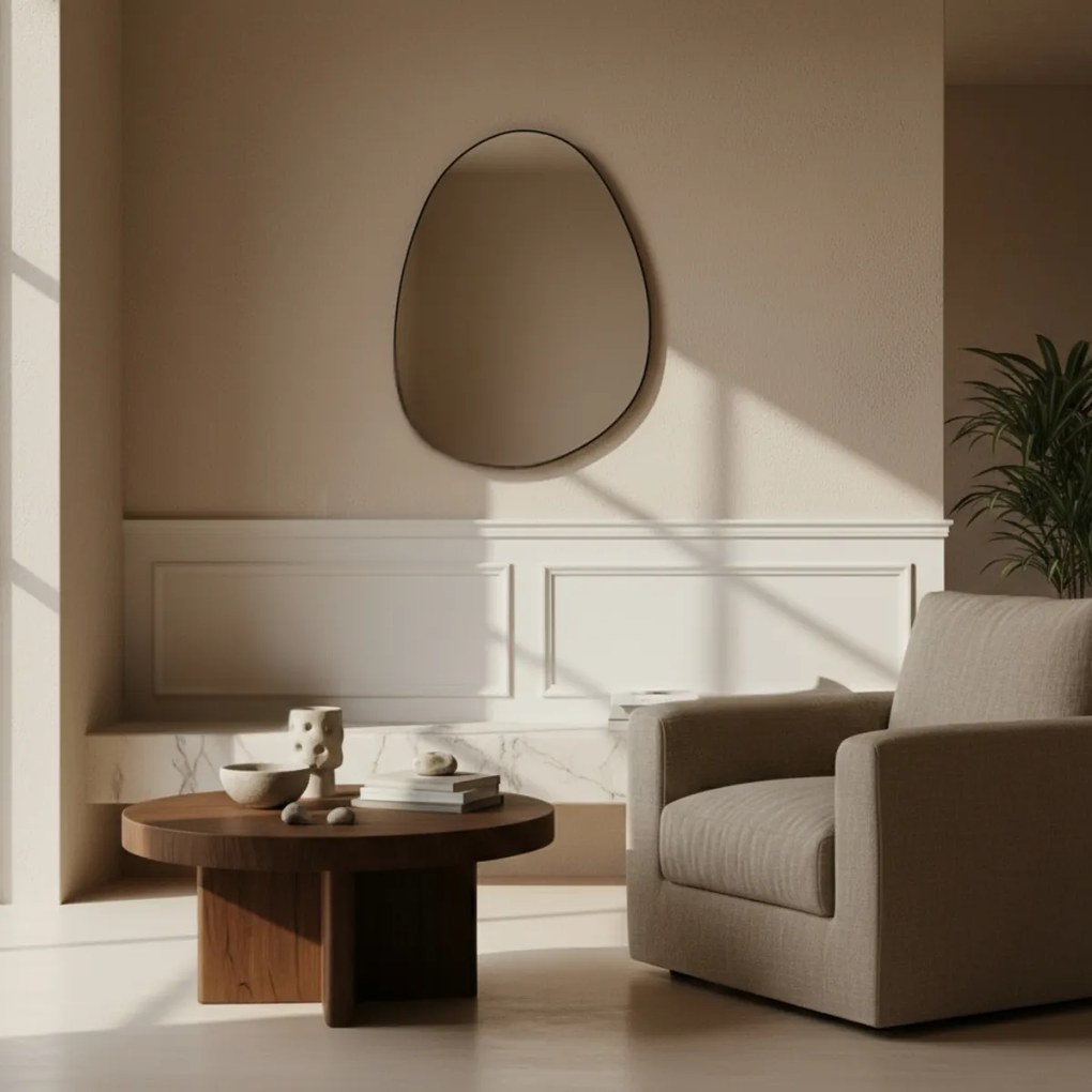 Dekoracyjne lustro wiszące ASYM, 75 x 55 cm