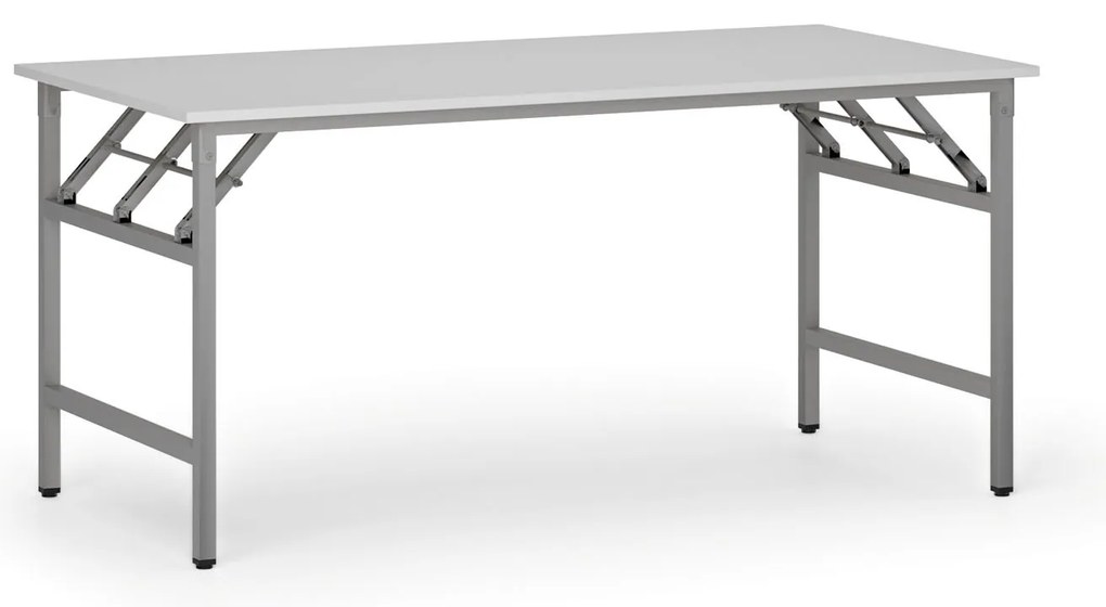 Stół konferencyjny FAST READY, 160x80 cm, szaro-srebrna podstawa, biały