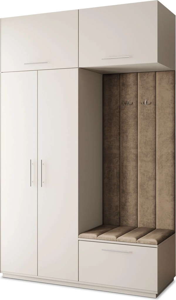 Masseno Garderoba REMA 150/240/60 cm Nowoczesna Szafa do Przedpokoju Kaszmir, MONOLITH 09 (Beżowy)