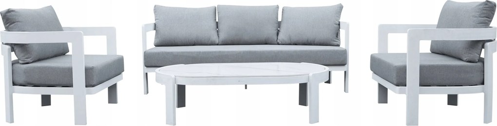 Zestaw mebli ogrodowych biały, trwały, nowoczesny