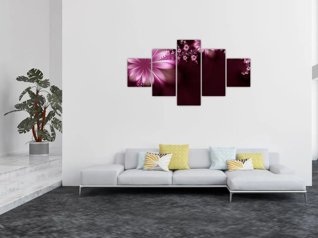 Obraz abstrakcji - kwiaty (125x70 cm)