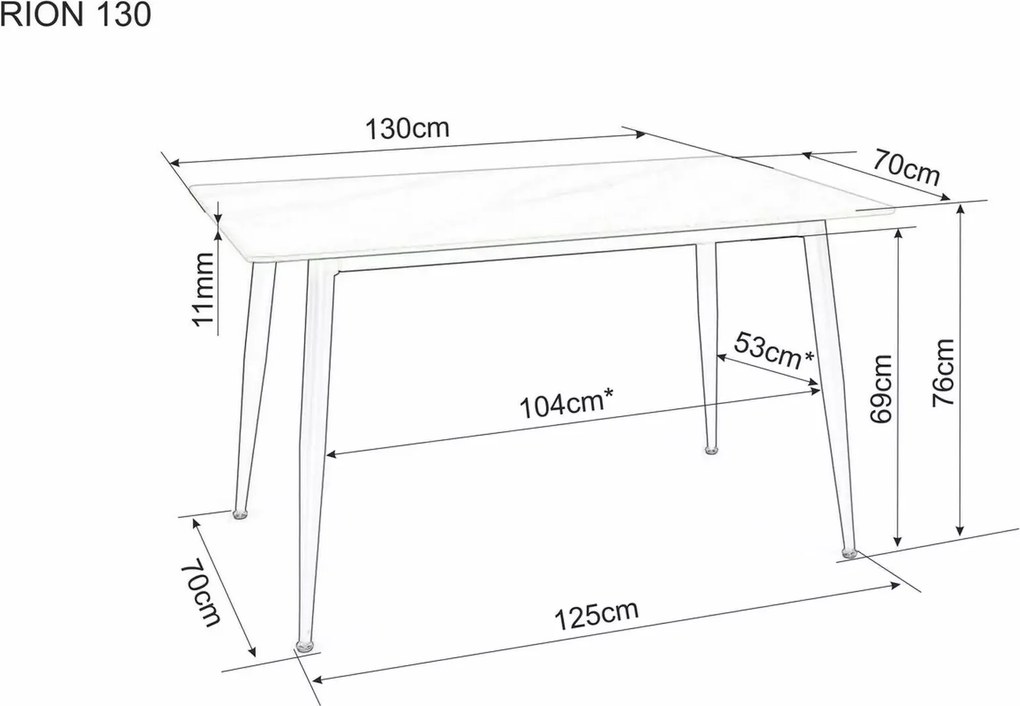 Stół jadalniany RION 130x70 cm z ceramicznym blatem, czarny marmur