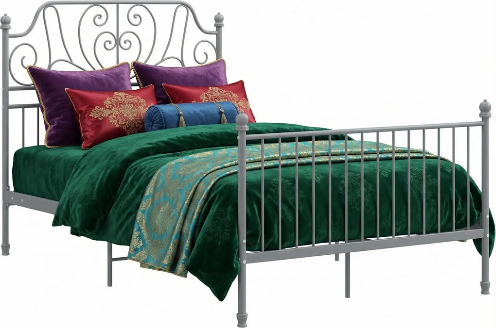 Szare metalowe łóżko z zagłówkiem 120x200 cm P1-L28