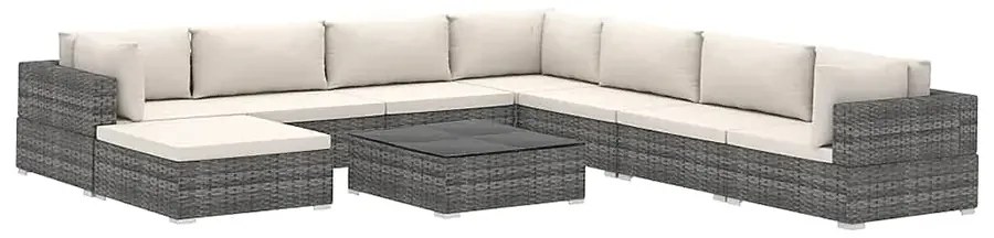 Szaro-kremowy 9-częściowy wypoczynkowy zestaw do ogrodu S5-H08