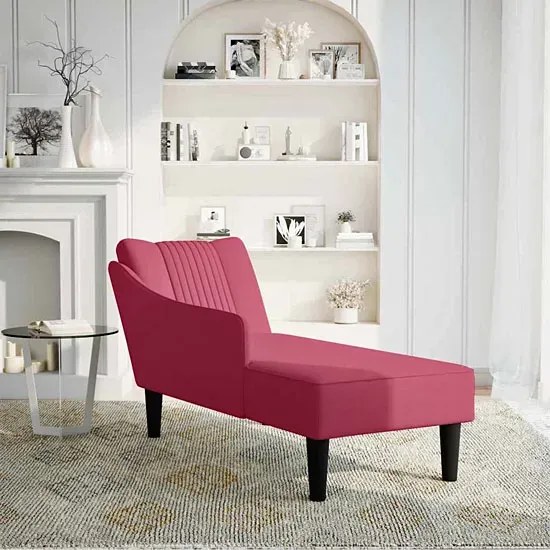 Czerwony elegancki szezlong z podłokietnikiem N0-S61