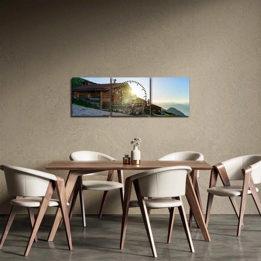 Obraz - Poranek w Alpach, Tyrol (z zegarem) (90x30 cm)