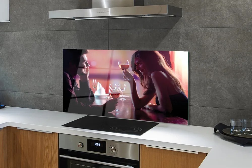 Panel szklany do Kuchni Ludzie z Kieliszkami