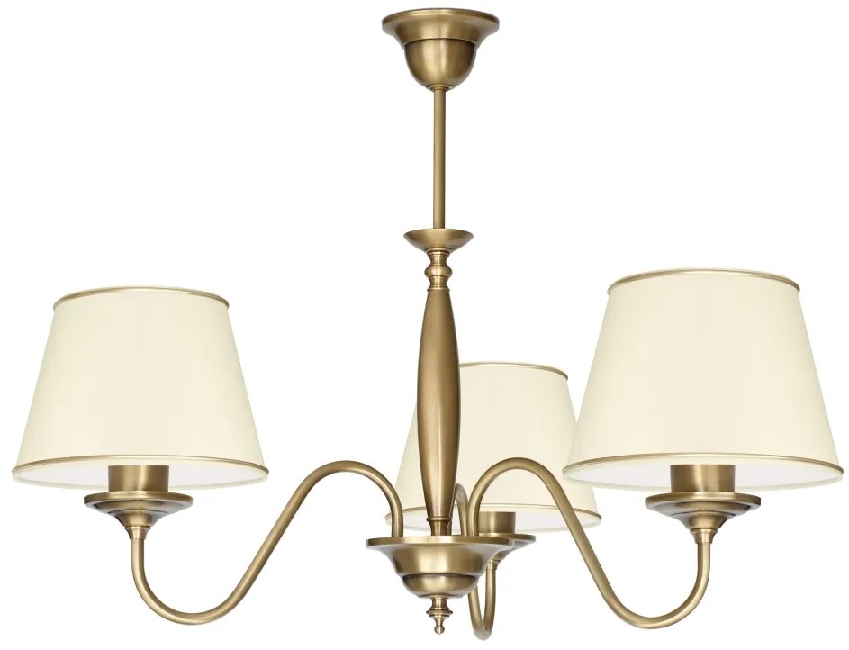 Żyrandol mosiężny z abażurami F-S3