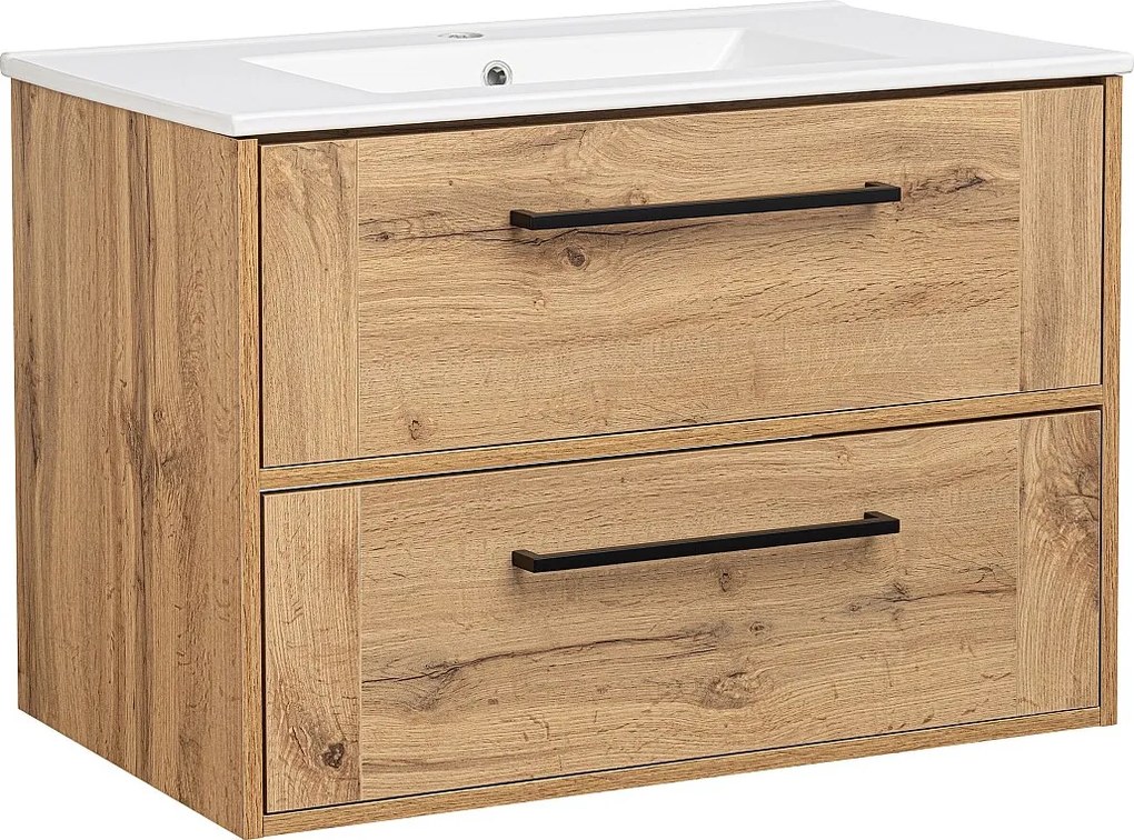 Zestaw Łazienkowy 80cm Szafka z Umywalką Dąb Wotan Vivien
