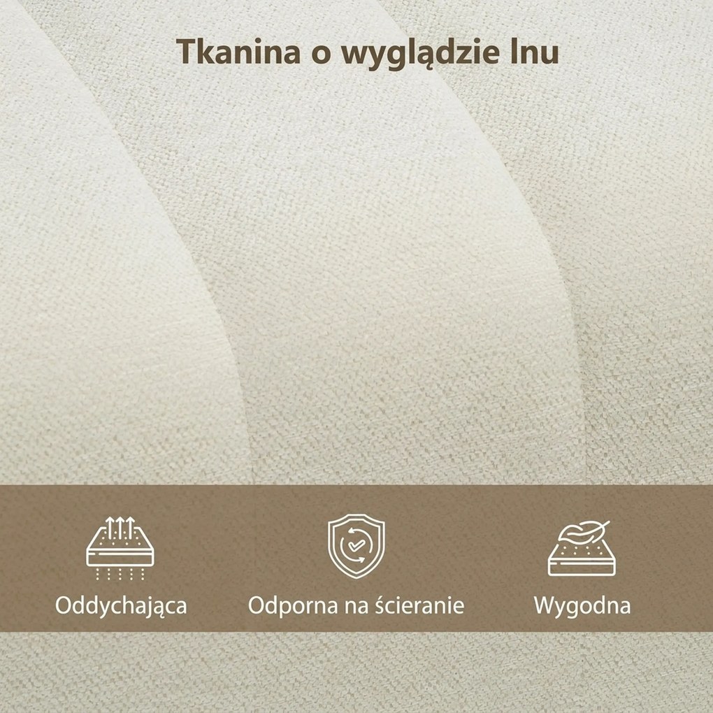 Nowoczesna ławka tapicerowana HOMCOM 110×40×44 cm — kremowa, obicie lnopodobne, udźwig 220 kg
