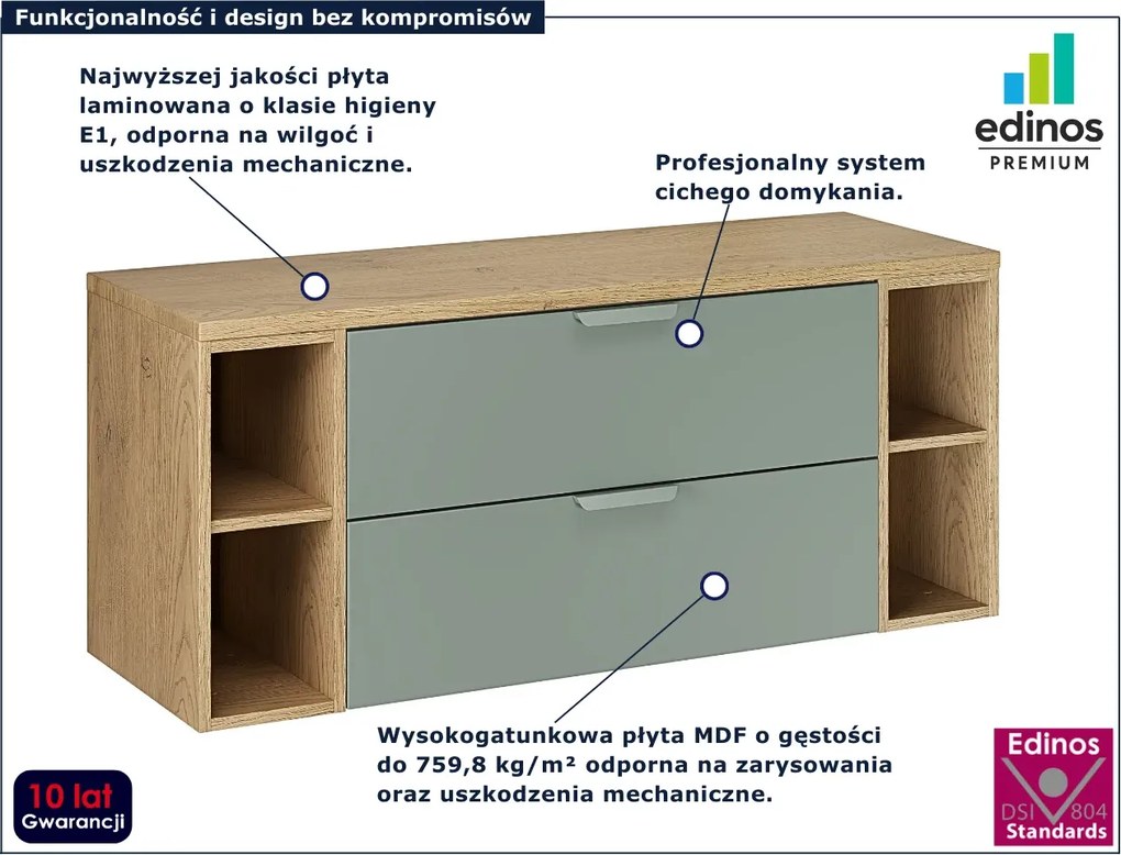 Zielona wisząca szafka pod umywalkę z szufladami M3-Z11