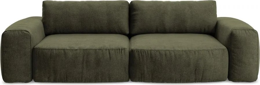 Zielona rozkładana sofa z tkaniny szenilowej 275 cm Kuki – Makamii