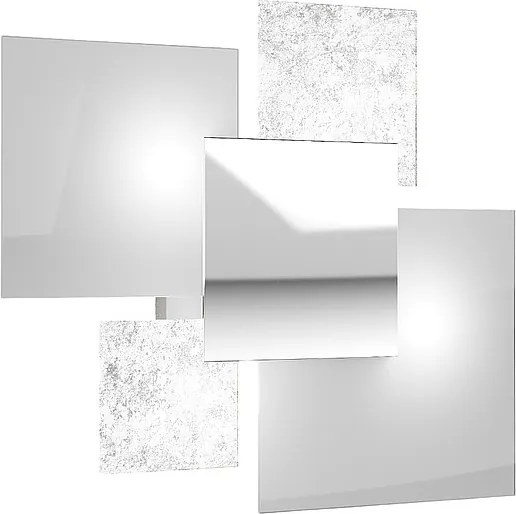 Nowoczesna lampa sufitowa 1088/45-FA Białe szkło i srebrny liść 4xG9