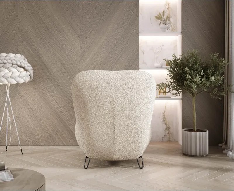 Fotel LUIS skandynawski wolnostojący na metalowych nogach w tkaninie NOW OR NEVER 06