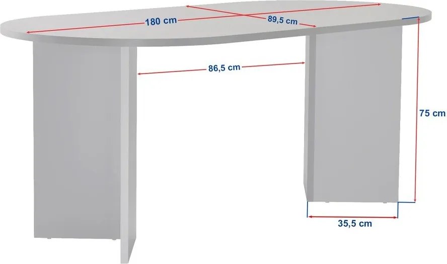 Stół z matowym wykończeniem 89,5x180 cm Sablin – Kalune Design