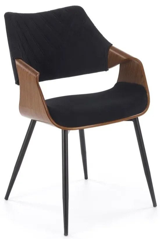 Krzesło tapicerowane K586 VELVET czarne/orzech HALMAR