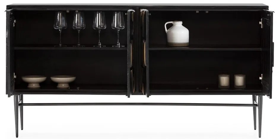 Czarna komoda z litego drewna mango 175x90x40 cm Navya – MOME