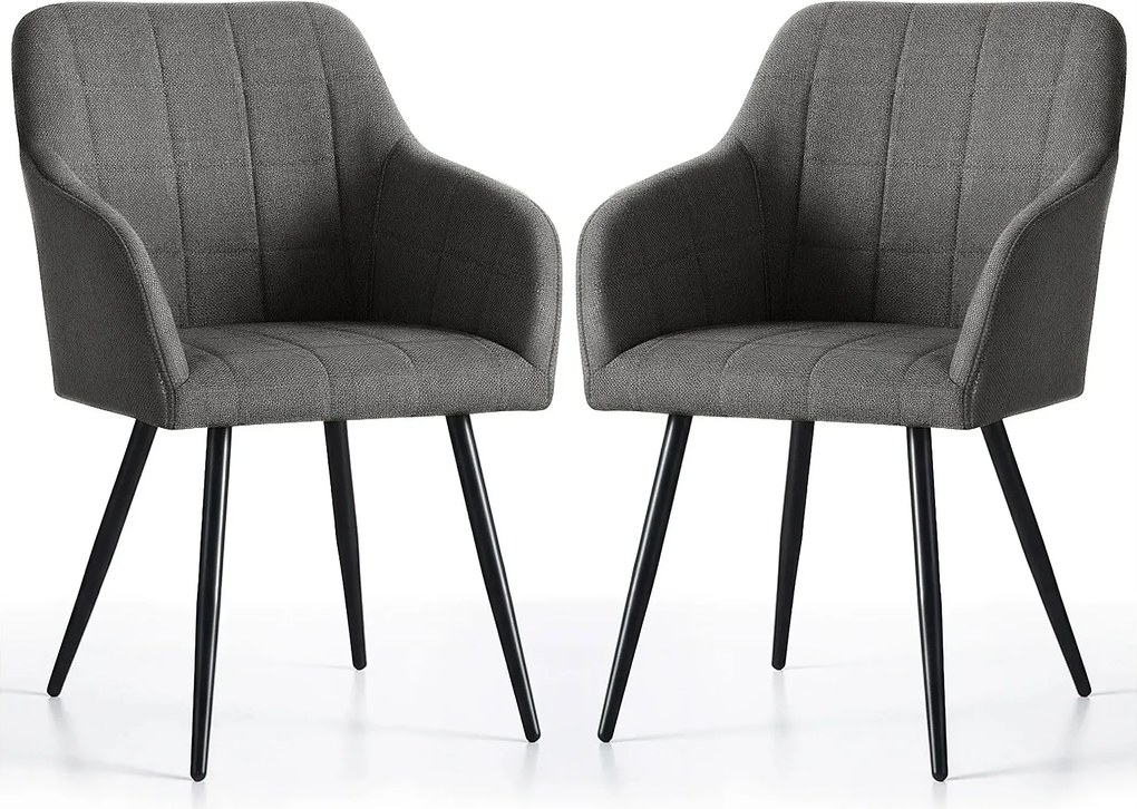 Zestaw 2 grafitowych krzeseł pikowanych C0-B79