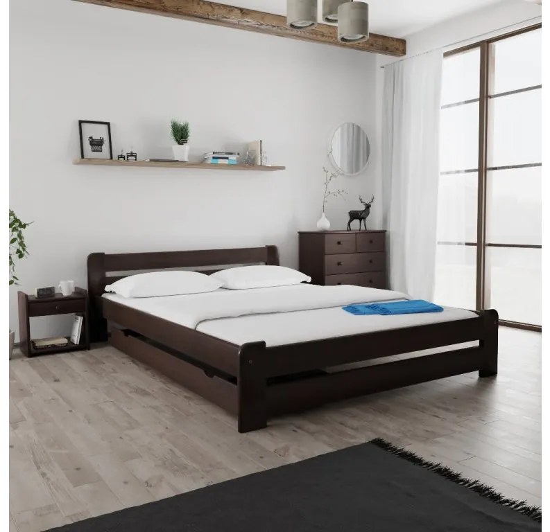 Łóżko Laura 160x200 cm, orzech Stelaż: Ze stelażem listwowym elastycznym, Materac: Materac Coco Maxi 20 cm