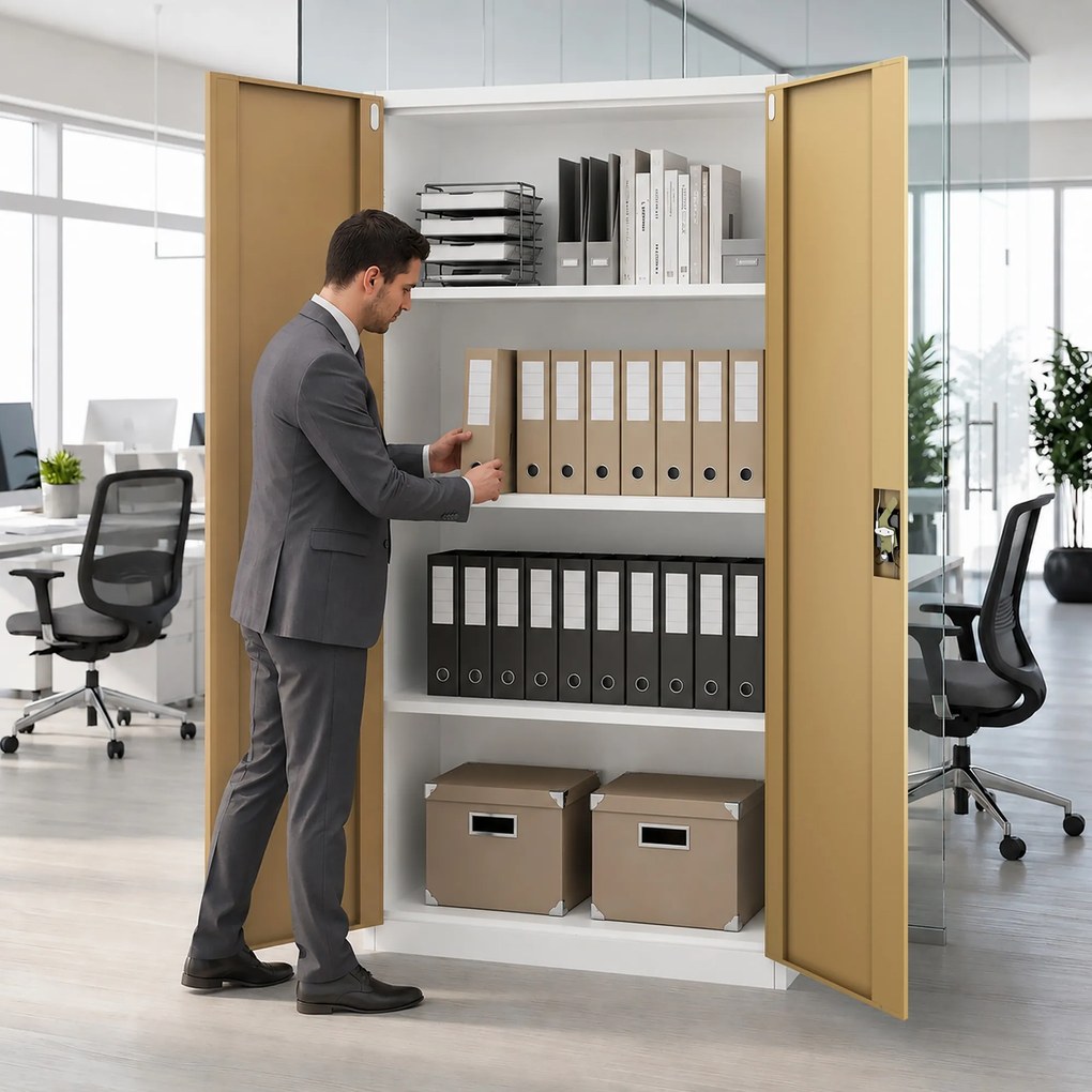 Szafa biurowa na dokumenty biała / orzech: Eco Design JAN 900 x 1850 x 400 mm